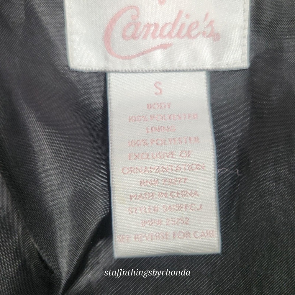 BRITNEY SPEARS CANDIES Black Faux Fur Mini Coat Short Jacket Size Small - Picture 7 of 9